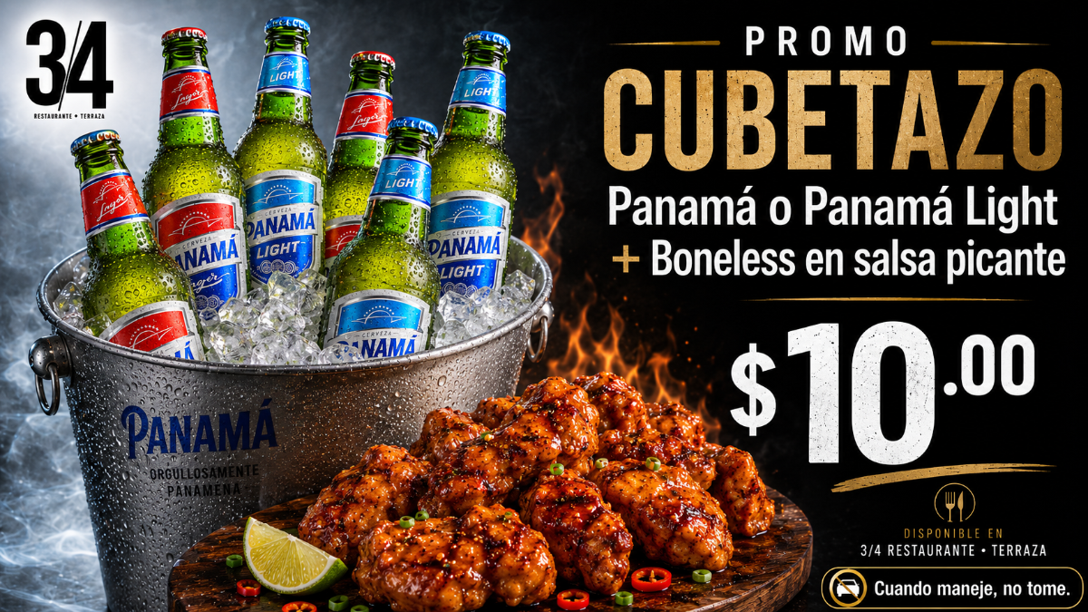 Cubetazo de Panamá o Panamá light + Pollo flame 10.00